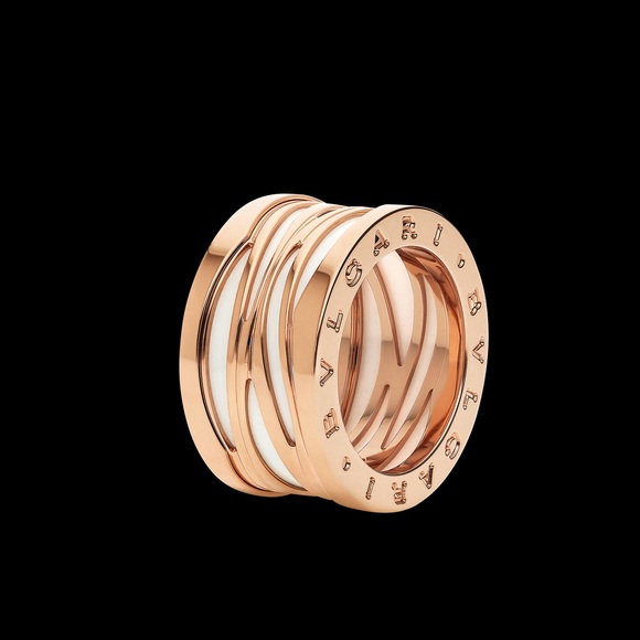 Rose gold,Ceramic B.zero1 Ring with Black No Gemstones  BULGARI B.ZERO1 RING 356002